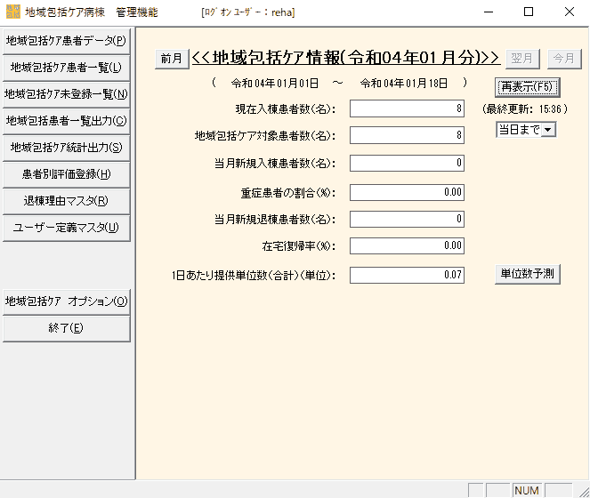 地域包括管理機能メイン画面