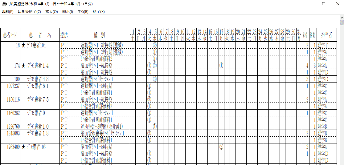 リハ実施記録